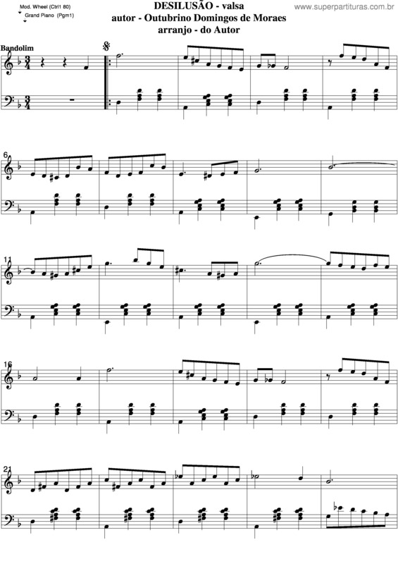 Partitura da música Desilusão v.7