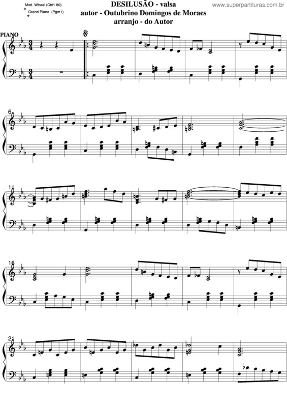 Partitura da música Desilusão v.8