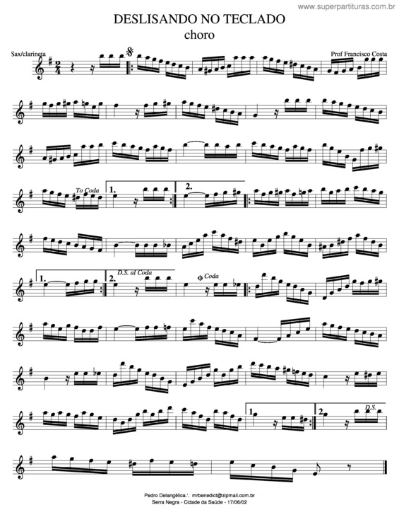 Partitura da música Deslisando No Teclado