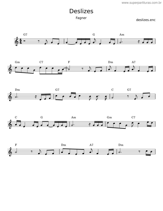 Partitura da música Deslizes – Raimundo Fagner v.2