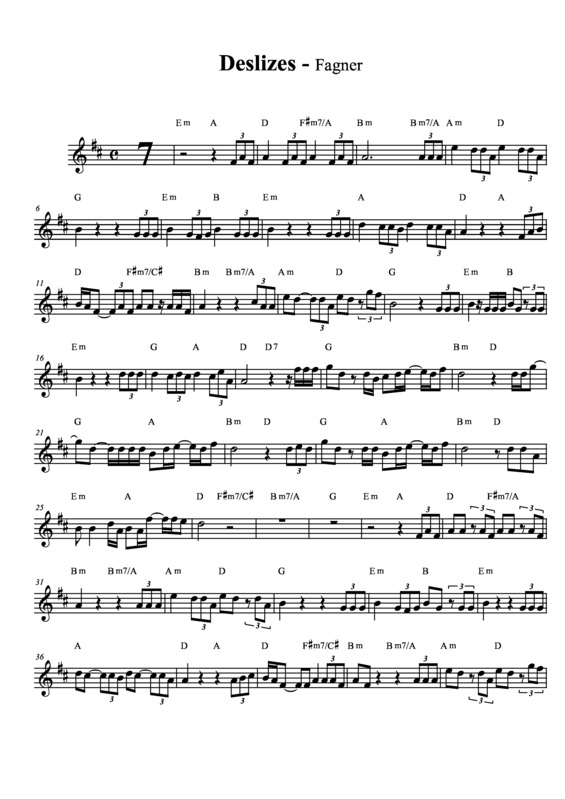 Deslizes - Fagner - Partitura para Saxofone Tenor Soprano (Bb)