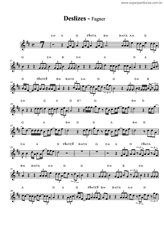 Partitura da música Deslizes v.7