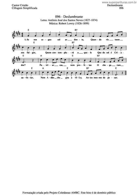 Partitura da música Deslumbrante