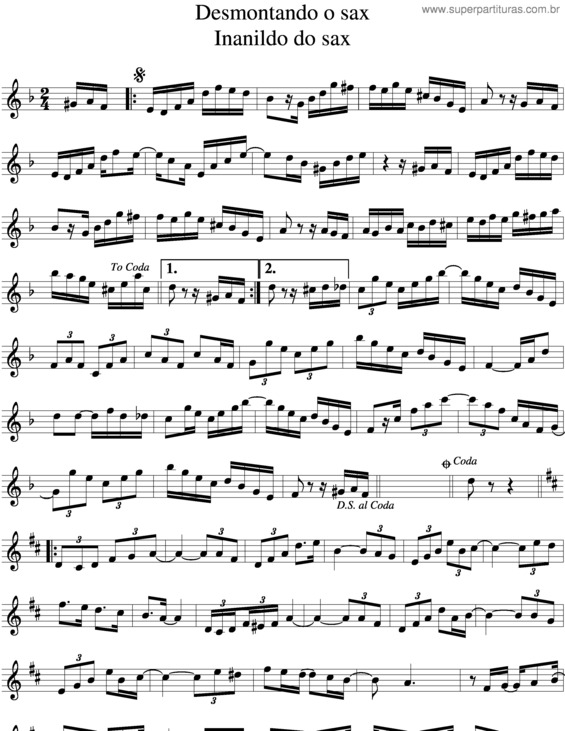 Partitura da música Desmontando O Saxofone v.2