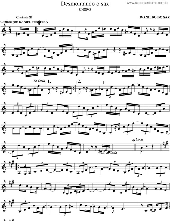 Partitura da música Desmontando O Saxofone v.3