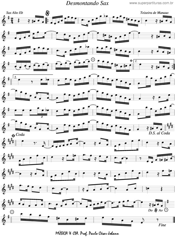 Partitura da música Desmontando O Saxofone v.4