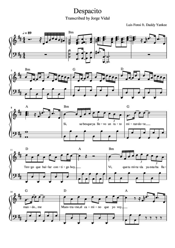 Partitura da música Despacito v.9