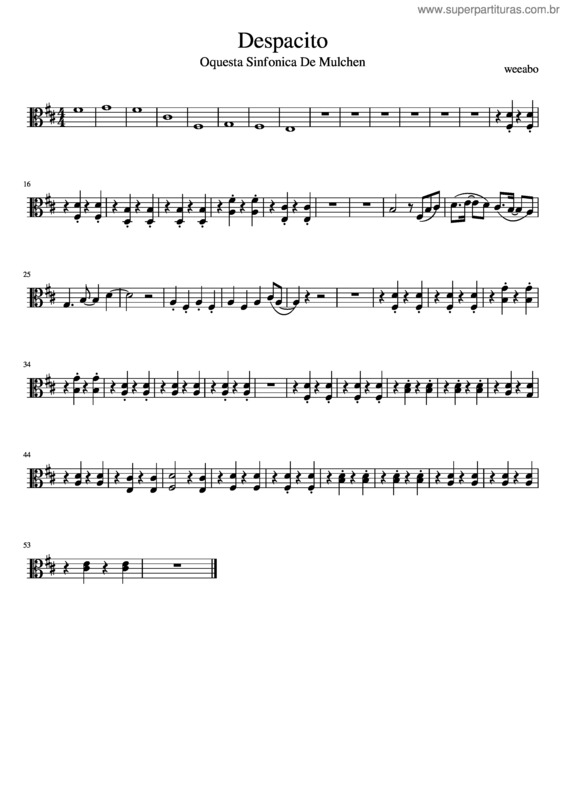 Partitura da música Despacito Viola