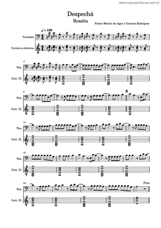 Partitura da música Despechá  – Rosalía Despechá – Rosalía