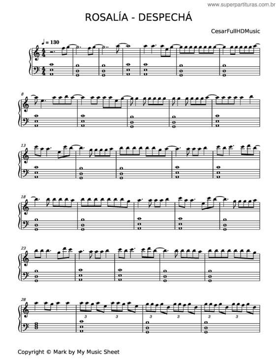 Partitura da música Despechá – Rosalía v.2