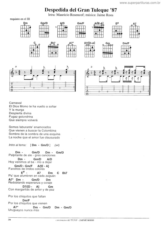 Partitura da música Despedida Del Gran Tuleque `87