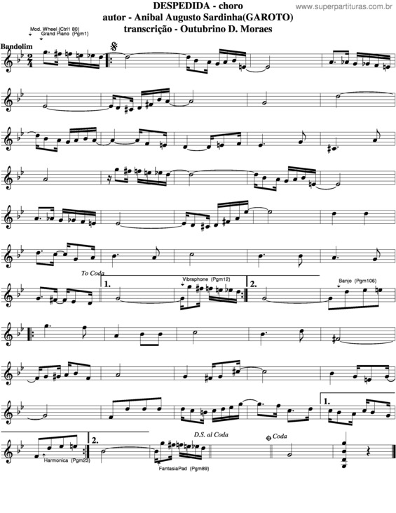 Partitura da música Despedida v.10