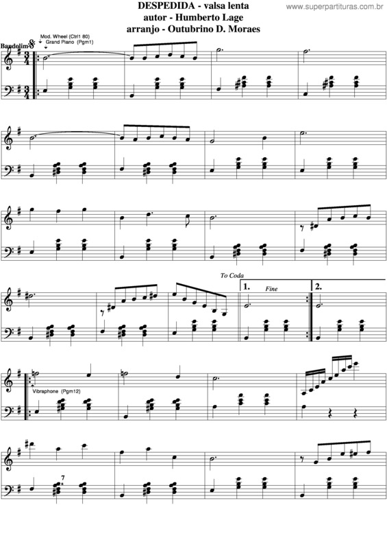 Partitura da música Despedida v.12