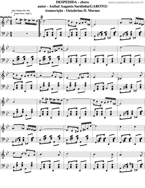 Partitura da música Despedida v.13