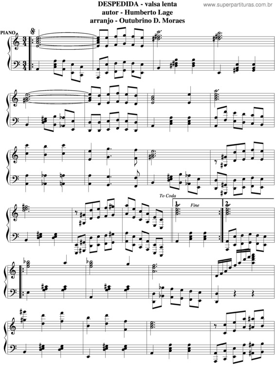 Partitura da música Despedida v.14