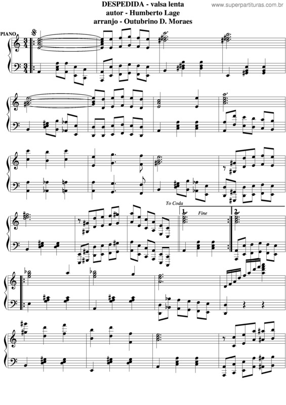 Partitura da música Despedida v.14