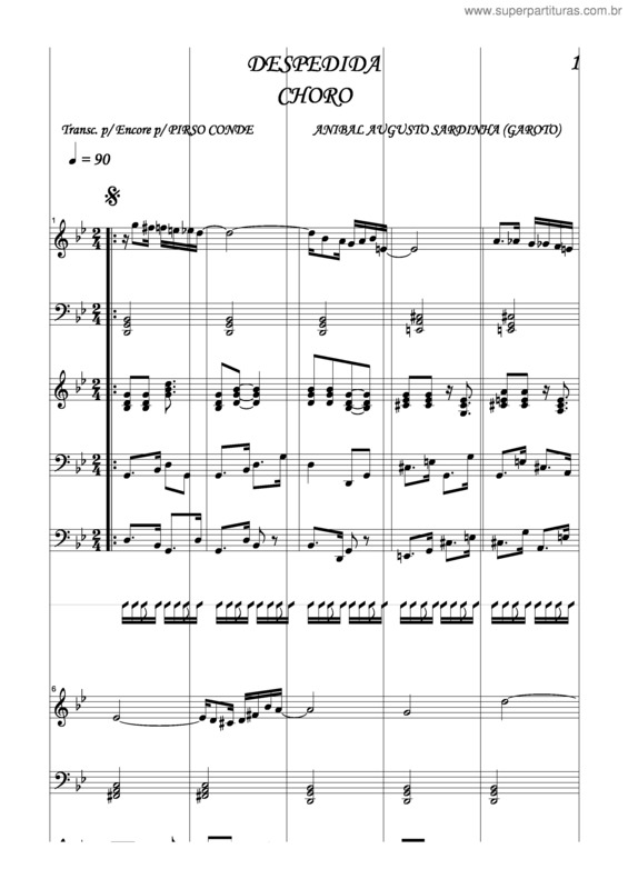 Partitura da música Despedida v.3