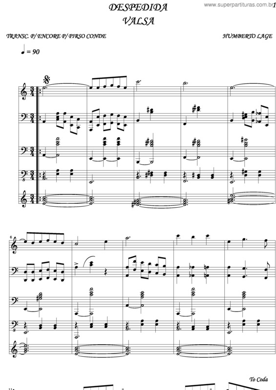 Partitura da música Despedida v.4