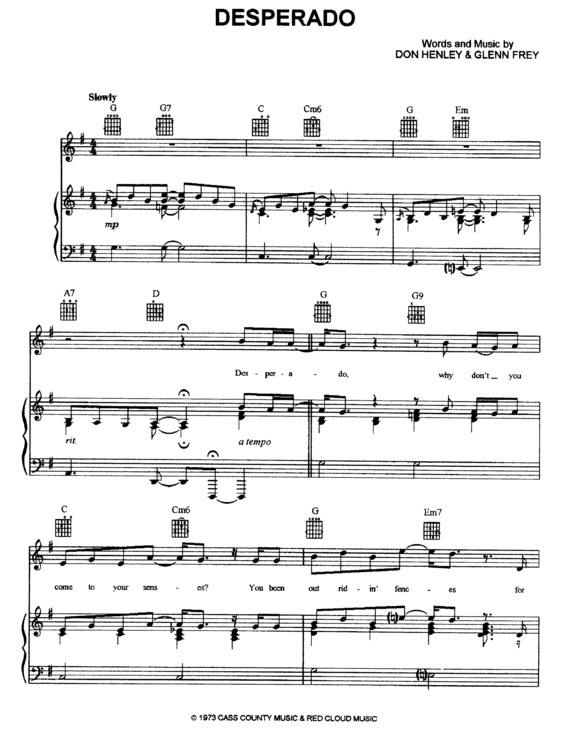 Partitura da música Desperado v.4