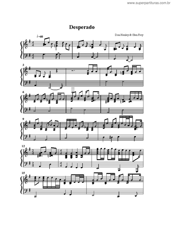 Partitura da música Desperado