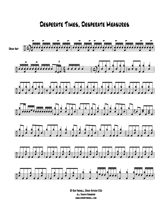 Partitura da música Desperate Times, Desperate Measures