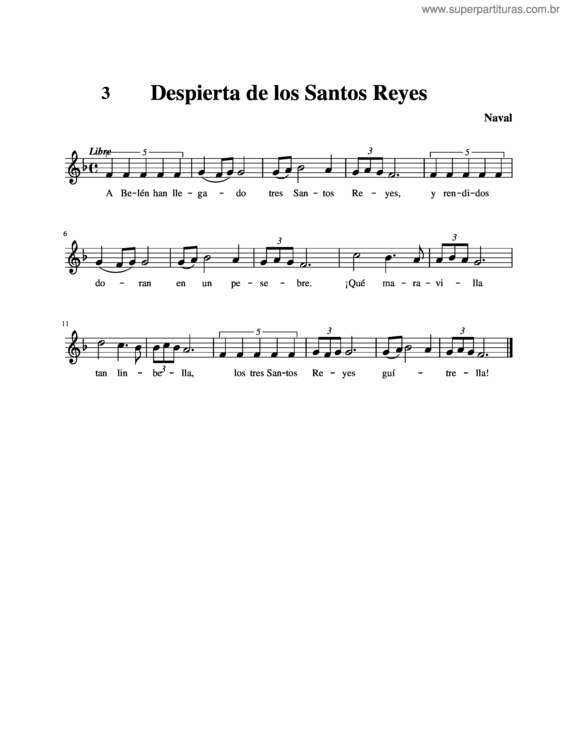 Partitura da música Despierta De Los Santos Reyes