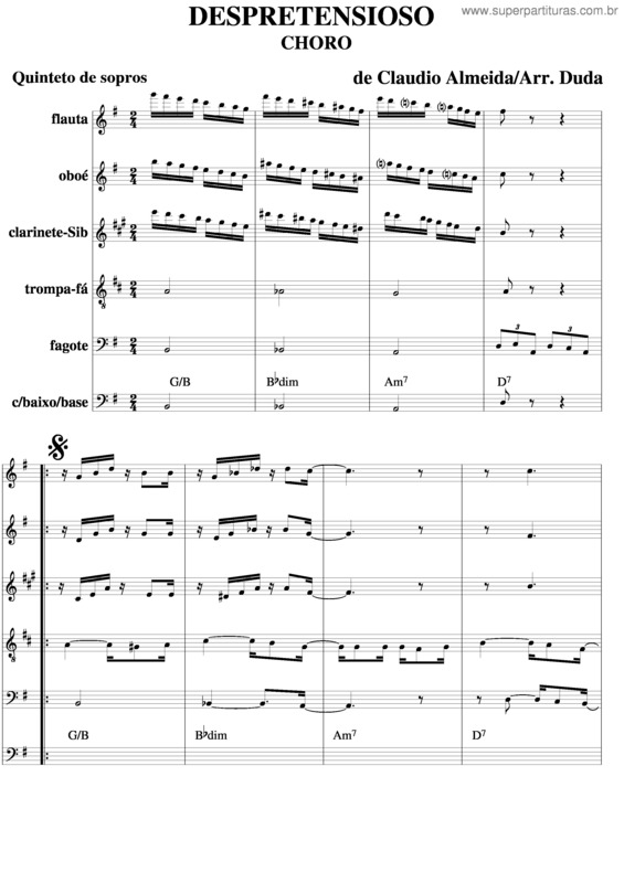 Partitura da música Despretensioso v.2