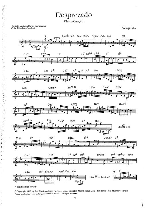 Partitura da música Desprezado v.7