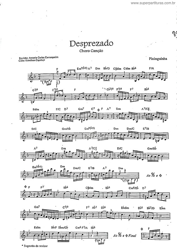 Partitura da música Desprezado v.8