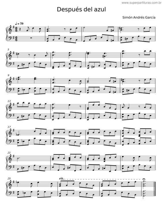 Partitura da música Después Del Azul