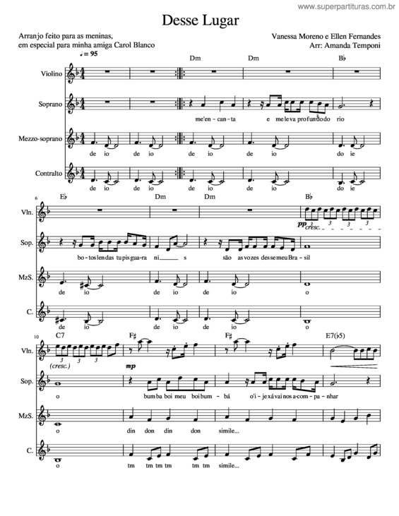 Partitura da música Desse Lugar