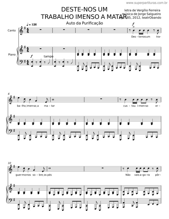 Partitura da música Deste–Nos Um Trabalho Imenso A Matar