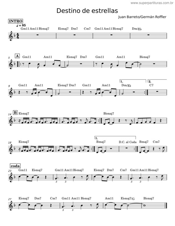 Partitura da música Destino De Estrellas