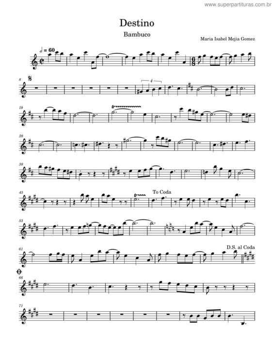 Partitura da música Destino v.11