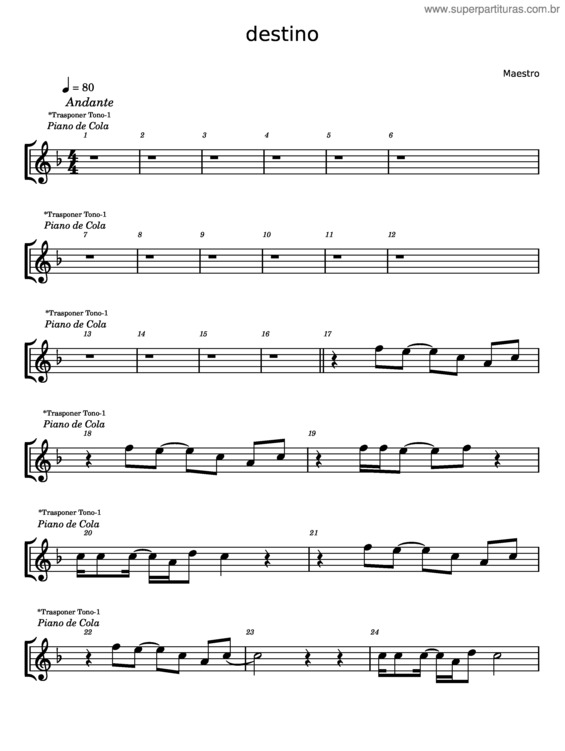 Partitura da música Destino v.13