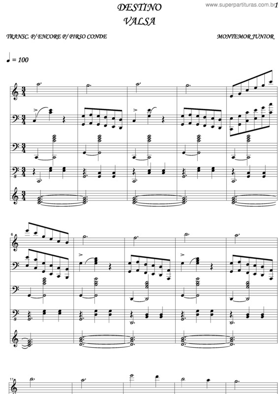 Partitura da música Destino v.2