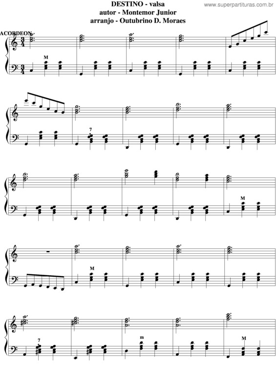 Partitura da música Destino v.3