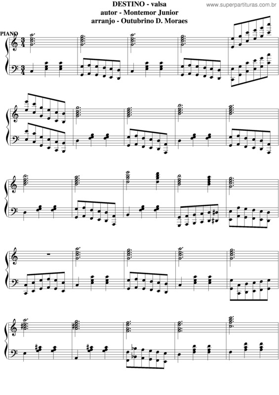 Partitura da música Destino v.6