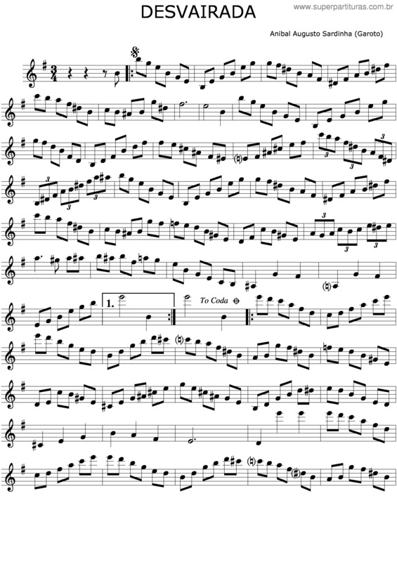 Partitura da música Desvairada v.2