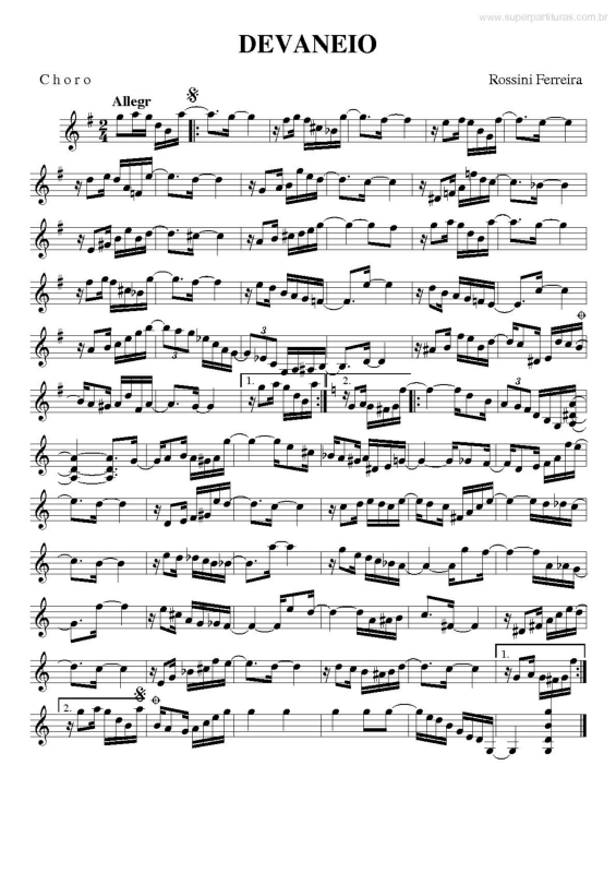 Partitura da música Desvaneio