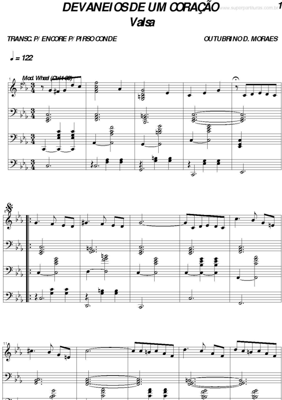 Partitura da música Desvaneios de um Coração