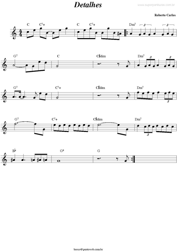 Partitura da música Detalhes