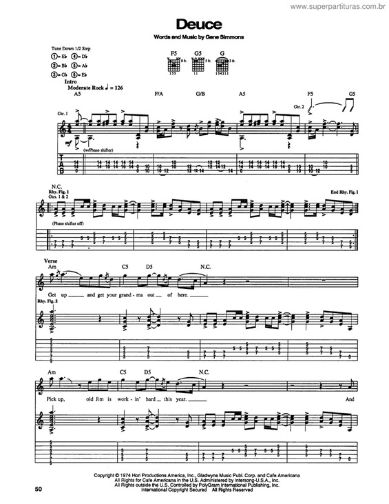 Partitura da música Deuce