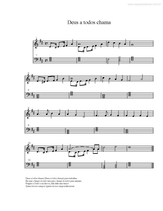 Partitura da música Deus a Todos Chama