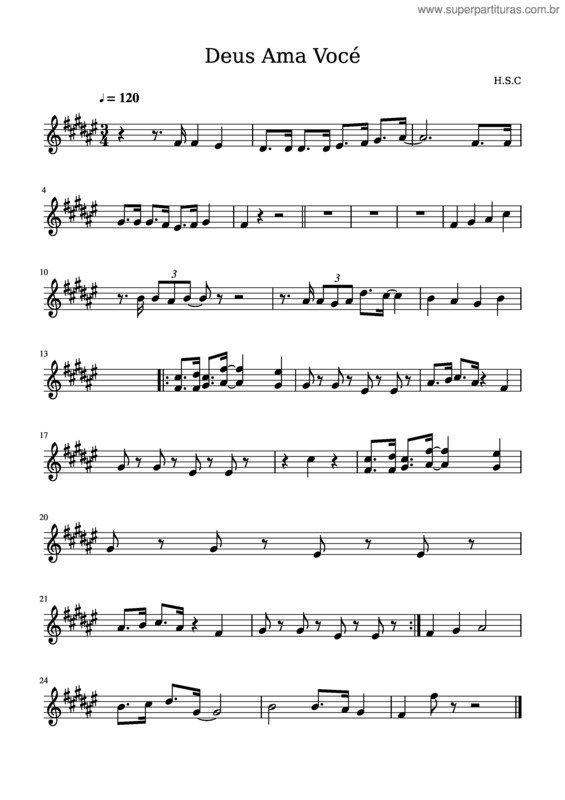 Partitura da música Deus Ama Vocé