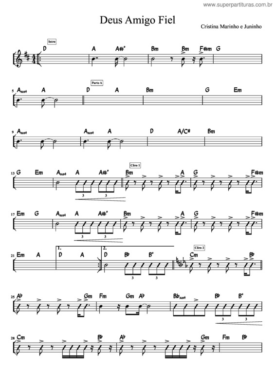 Partitura da música Deus Amigo Fiel