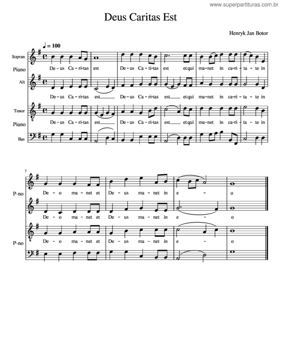 Partitura da música Deus Caritas Est