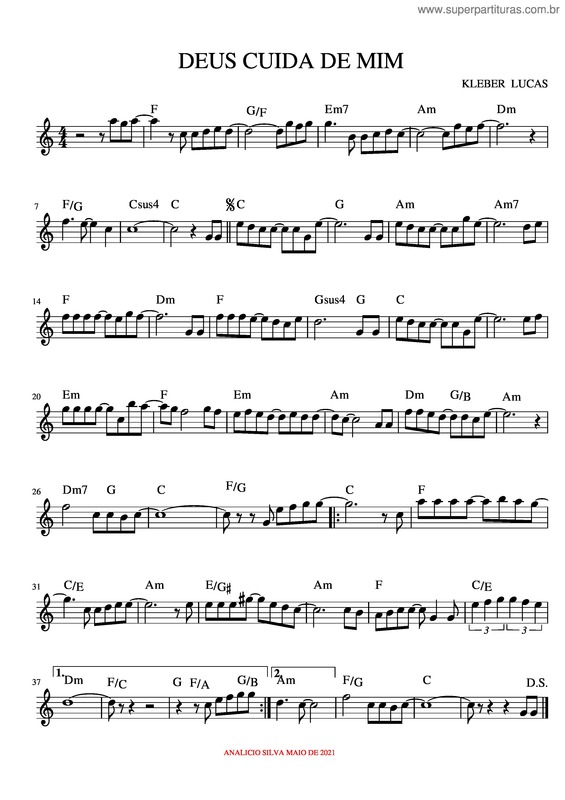 Partitura da música Deus Cuida De Mim v.12