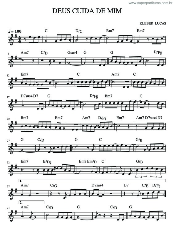 Partitura da música Deus Cuida De Mim v.17