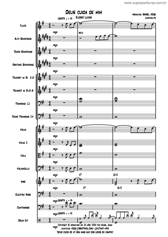 Partitura da música Deus Cuida de Mim v.4